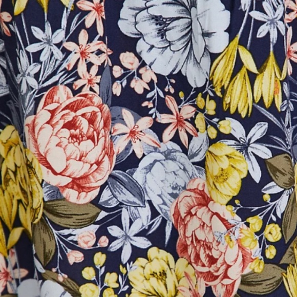 🆕 Navy Mixed Floral Challis Button Maxi Dress 2 2X 18 20 NWT Torrid New! - Picture 4 of 7